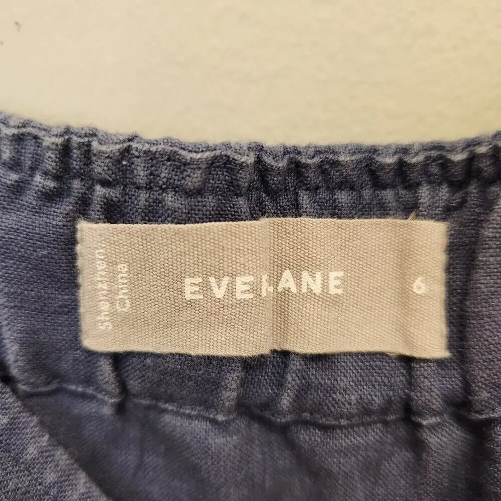 Everlane Linen Jumpsuit - Navy Pockets Adjustable Straps - Size 6